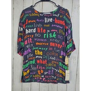 Vintage Casien Word Art Print Shirt Women's Medium Tee NWT Casie Swinger